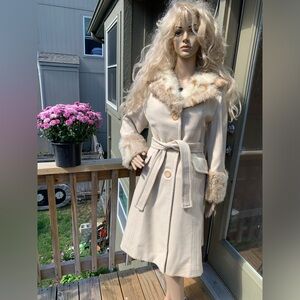 Vintage VTG 1960’s Misses Size Medium Cheetah/Leopard Fur Print Winter Pea Coat